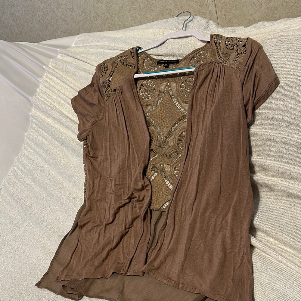 Brown Pleated Buttoned Blouse